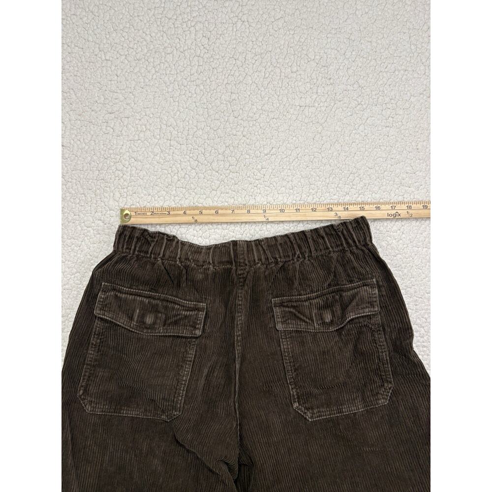 Uniqlo Pleated Wide Leg Corduroy Pants Mens L Elastic Waist Chocolate Brown Belt - Picture 7 of 7